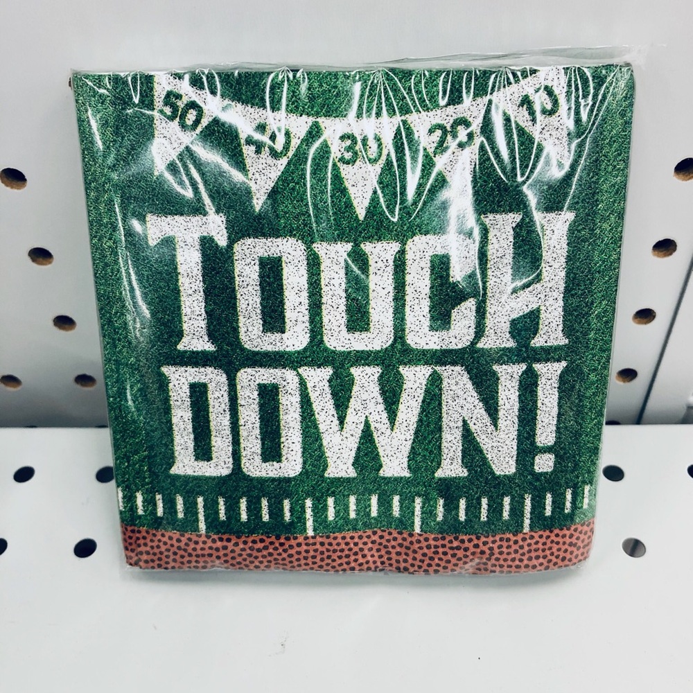 🏈$2🏈 NEW Paper Napkins Football Themed TOUCHDOWN! 16ct Green White